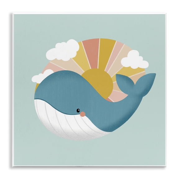Stupell Industries Whale & Sunshine Rays Animals Painting Unframed Art Print Wall Art, 12 x 12
