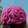thumbnail image 4 of Uqiangy Halloween Hat Crochet Cerebrum Adults Personality Brain Cap Knitted Kids Hat Caps Thinking Cap Silly Hat Hot Pink, 4 of 6