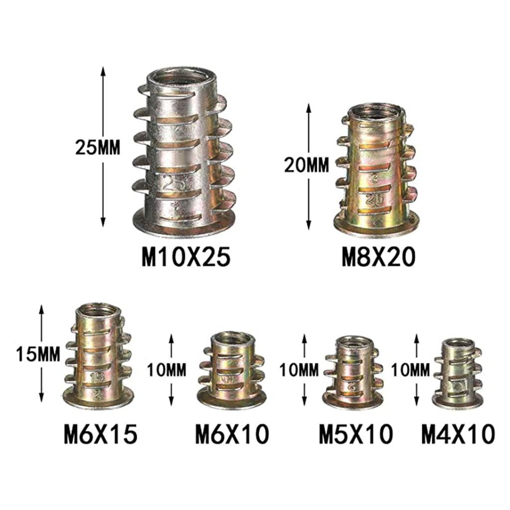 FVDPWYE 100x Lot Self-Tapping Insert Nuts Metal Screw Nuts For Furniture Wood Hardware