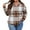 Brown White Plaid, variant on PINKSIR Womens Plus Size Hoodies Trendy Fall Fashion V Neck Oversized Sweatshirt Tops Clothes,Size 2X-4X