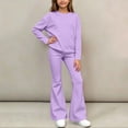thumbnail image 5 of BXJX Girls Outfit Sets 2 Piece, Causal Crew Neck Long Sleeve Sweatshirt and Flare Pants Sets Purple Size 12-13 T, 5 of 6