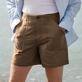 thumbnail image 4 of Gym Shorts Women Pack Summer Twill Shorts for Women, Casual Straight Leg Short Pants with Pockets, Summer Loose Versatile Bottoms Daily Wear Coffee XL, 4 of 6