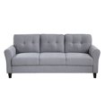 thumbnail image 2 of Modern 3-Seater Sofa, Linen Upholstered 3-Seater Sofa Couch with Wood Frame and Durable Legs for Living Room, Bedroom and Office, 79.9"D x 30"W x 34.5"H, Easy Assembly, Light Grey-Blue, 2 of 7