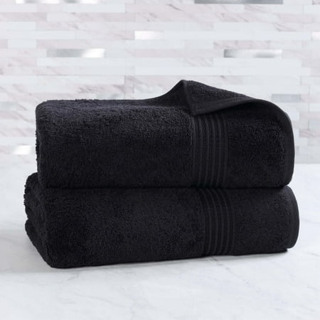 Superior Egyptian Cotton Absorbent Black Bath Towel Set of 2