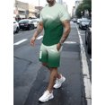 thumbnail image 3 of Conjunto de ropa deportiva para hombre, camiseta informal y pantalones cortos transpirables para correr, 2 conjuntos de cambio gradual, novedad de 2024, 3 of 5