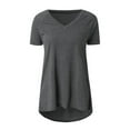 thumbnail image 4 of Mohiass Womens Long Tunics or Tops to Wear with Leggings Short Sleeve Blouses Shirts Gray 5XL, 4 of 5