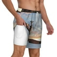 thumbnail image 3 of Picia Elephant Giraffe pattern Mens Swim Trunks with Compression Liner Stretch Beach Shorts Quick Dry with Zipper Pockets No-Chafing Board Shorts-Medium, 3 of 9