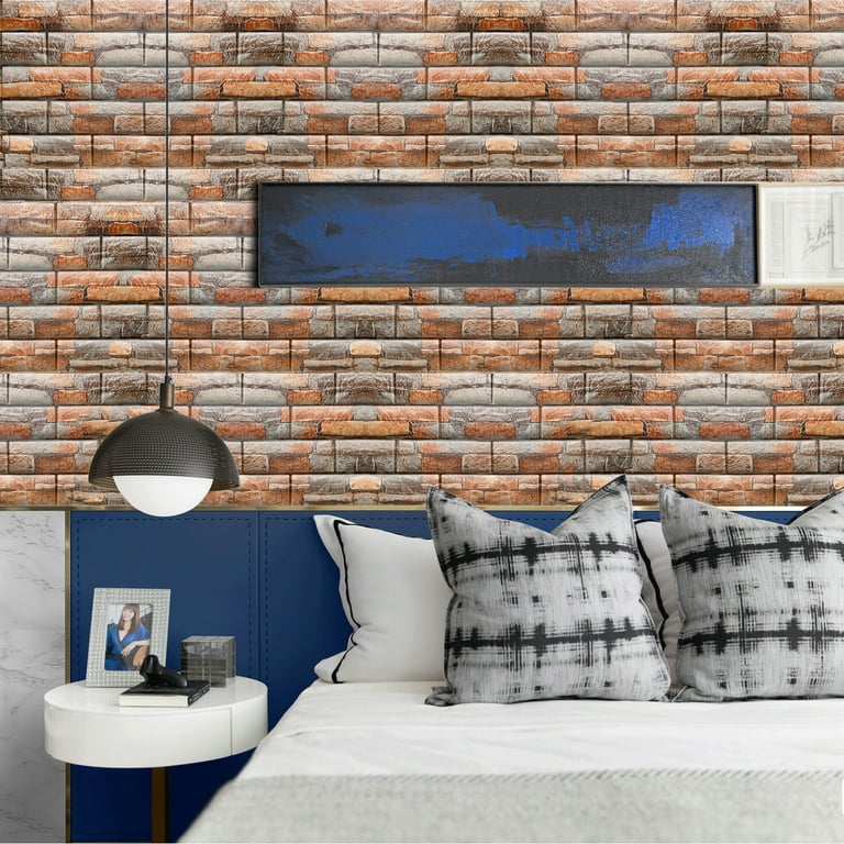 Self-adhesive 45cm Retro Simulated Brick Waterproof PVC Wallpaper For  Interior Decoration Furniture Renovation 3D Wall Stickers