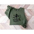 thumbnail image 5 of Women's Witch Broom Flying Halloween Sweatshirt with Bats, 5 of 8