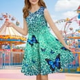 thumbnail image 6 of snilers Girls Summer Sundress Butterfly Print Sleeveless Swing A Line Dresses Beach Vacation Pleated Midi Dresses for Kids 4-14 Years, 6 of 7