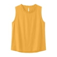 thumbnail image 4 of SSZMDLB Women Plus Size Sleeveless Ruffle Tank Tops Loose Round Neck Basic Tee Solid Boho Casual Summer Tops Vacation Holiday Outfits, Yellow 2XL, 4 of 7