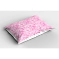 thumbnail image 2 of Ambesonne East Pillow Sham, Paisley Leaves, 36" X 20", Pink and White, 2 of 2