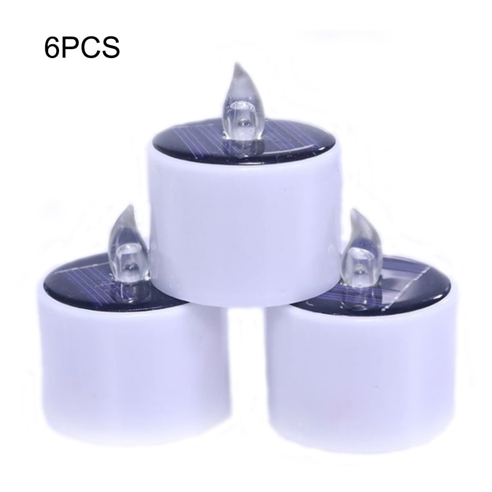 Solar Power Tealight Advocator Solar Powered 6 Pcs Warm White Flickering Flameless Candle Lights Waterproof Romantic Fake Tealight Candle for Wedding Holiday,Window,Home,Garden,Outdoor Decoration
