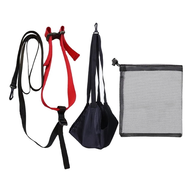 Conjunto de entrenamiento de resistencia de natación Cinturón de resistencia acuática ajustable con almacenamiento Negro y pequeño