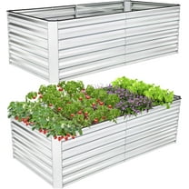 SEJOV 8x4x2FT Galvanized Raised Garden Bed Kit, Rectangular Raised Garden Planter Boxes, Metal Raised Flower Beds Outdoor with 478 Gallons Capacity, for Flowers Herbs Vegetable, Silver