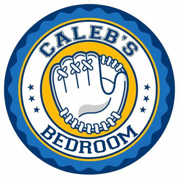 CALEB'S Baseball Glove Bedroom 14" Round Metal Sign Boys Room 100140029035