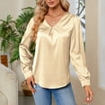 thumbnail image 2 of FAIWAD Satin Tops for Women Long Sleeve V Neck Casual Loose Office Work Blouse, 2 of 4