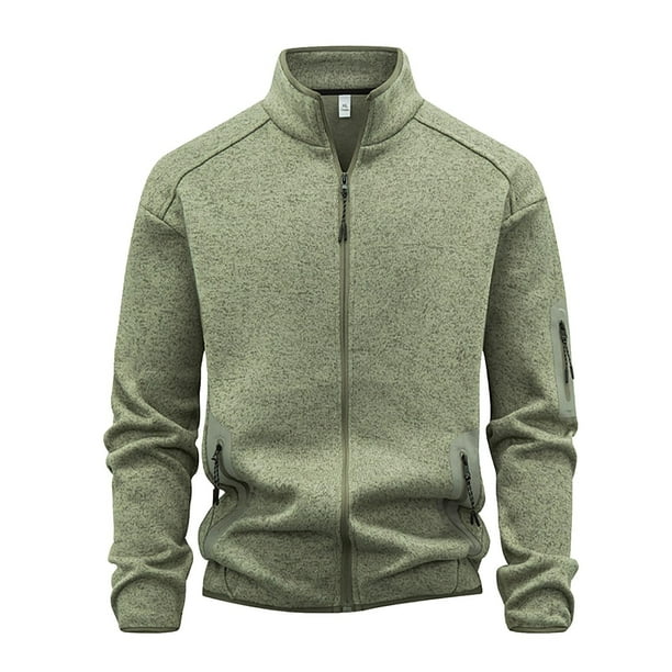 Kalauyu Men's Jackets Full Zip Lightweight Jacket Casual Soft Warm Coats with Pockets