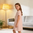 thumbnail image 4 of CCRFTGI Linen Short Sleeve Summer Dress for Child Girls 10-12 Basic A Line Swing Skater Dress Loose Fit Holiday Girls Fashion Dresses Pink 11-12 Years, 4 of 9