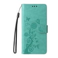 thumbnail image 3 of Compatible with iPhone 14 Plus Wallet Case with Card Holder & Cash Slot [RFID Blocking],Wallet Wristlet Pressed Butterfly Flower PU Leather Magnetic Flip Folio Cover for Women Men,Green, 3 of 10