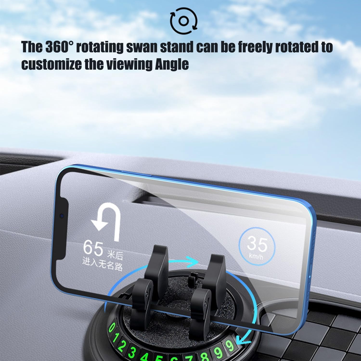 Multifunctional 4-in-1 Mobile Phone Stand On-Board Anti-Slip Pad, Anti-Slip, Durable with Temporary Parking Number (Set B)