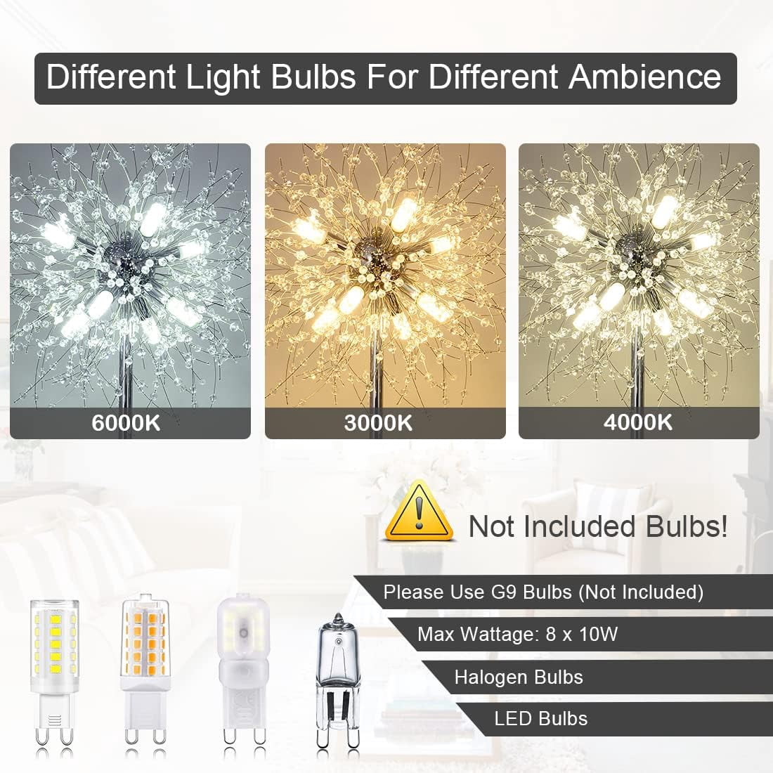 Miniyam 69 inch Crystal Floor Lamp, Modern Standing Lamp with K9 Crystal, LED Floor Lamp with On/Off Foot Switch, Gold