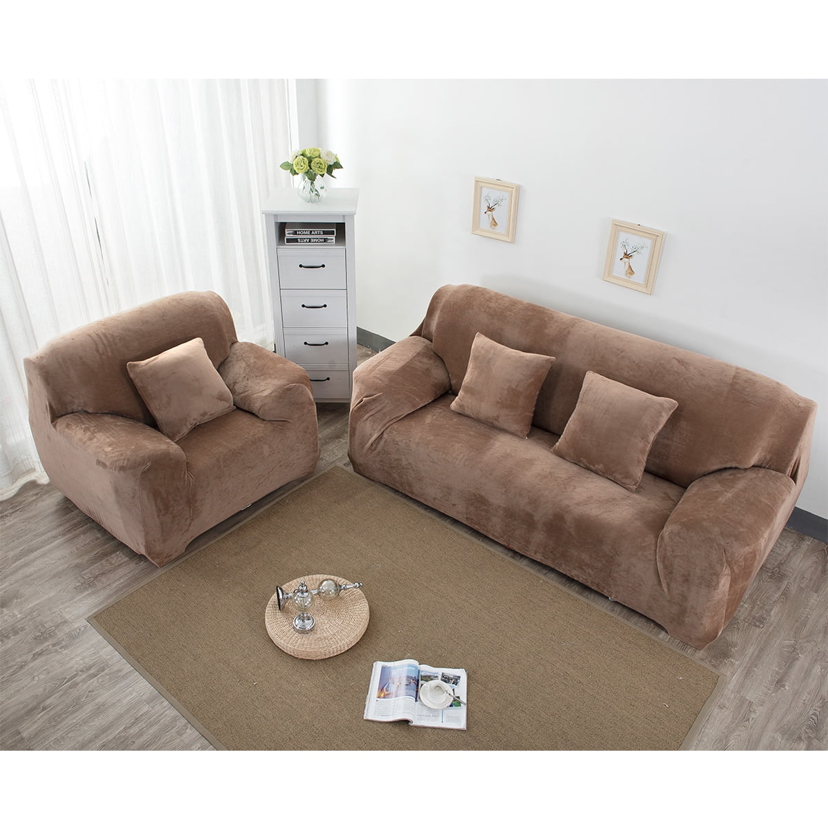 Moisture Absorption Breathable Stretch Plush Sofa Slipcover, Elastic