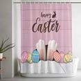 thumbnail image 5 of Happy Easter Shower Curtain Set, Waterproof Shower Curtains for Bathroom, Colorful Spring Eggs Pink Wooden Washable Fabric Cloth Bath Curtain for Bathtub Decoration with Hooks 66x72 Inches, 5 of 9