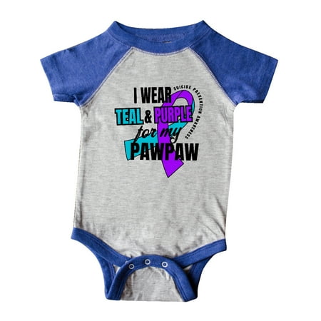 

Inktastic Suicide Prevention I Wear Teal and Purple for My Pawpaw Gift Baby Boy or Baby Girl Bodysuit