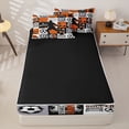 thumbnail image 4 of Castle Fairy Minimalist Soccer Collage Zipper Twin Comforter Sets with Fitted Sheet and 2 Pillowcases, Sports Theme Zipper Bedding Set, Orange Black White,4-Piece,Black Reversible, 4 of 6