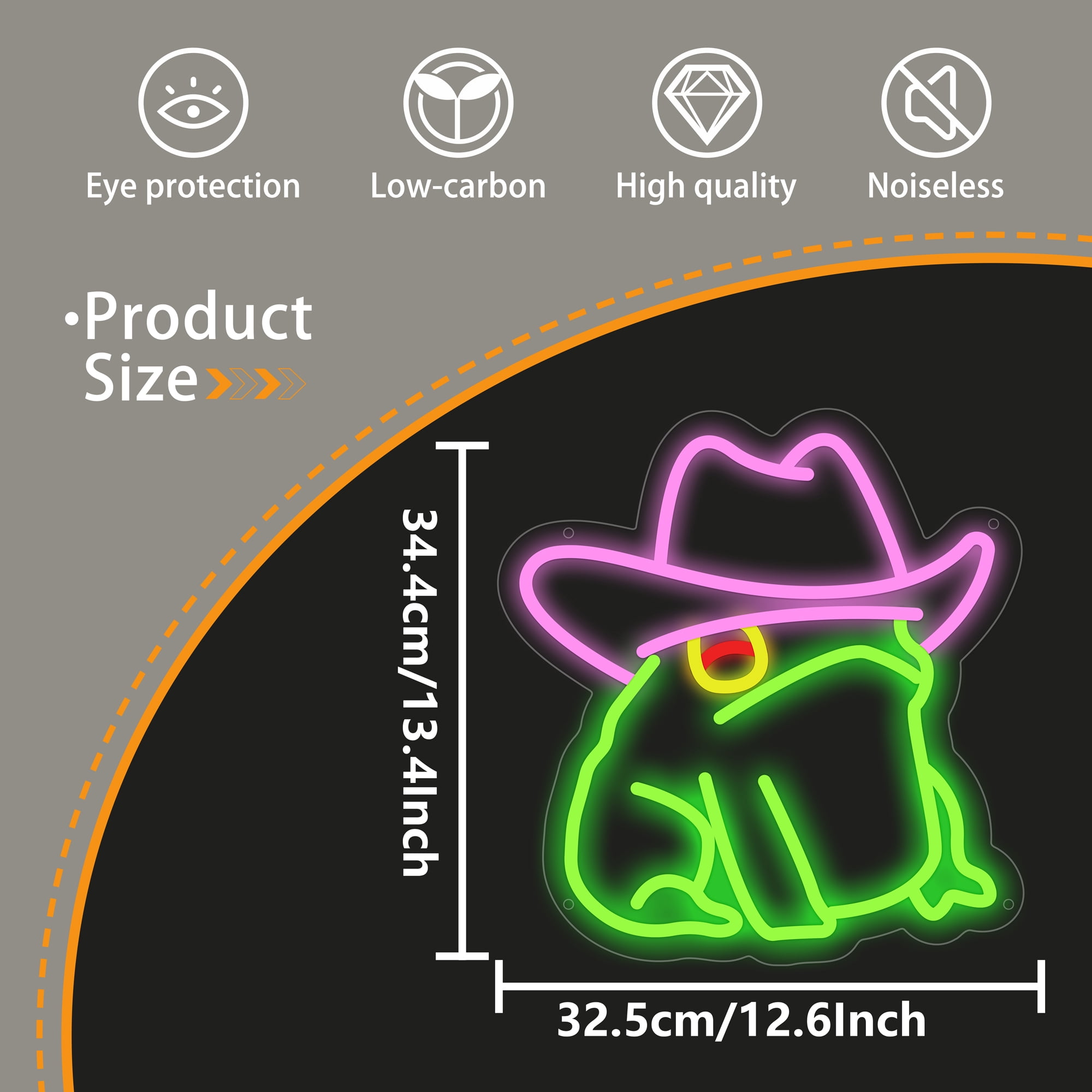 Cowboy Frog Neon Sign, Cowboy Toad Led Signs for Wall Decor, Dimmable Neon Light Sign for Bedroom, Game Room, Kids Room, Bar Decoration, USB Powered Light Up Signs for Party Decor