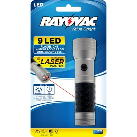 Rayovac Value Bright 9-LED Flashlight with Laser Pointer