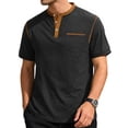 thumbnail image 2 of Mens Henley Shirts Short Sleeve Casual Button Basic T-Shirts Summer Classic Vintage Tee Shirts with Pocket, 3XL, 2 of 7