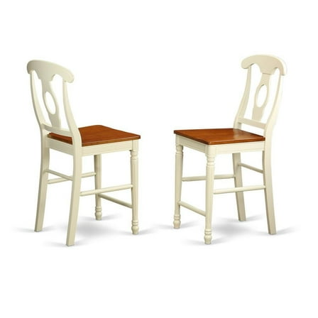 FurniFact Elegant Wooden Counter Height Chairs with Backrest – Set of Two