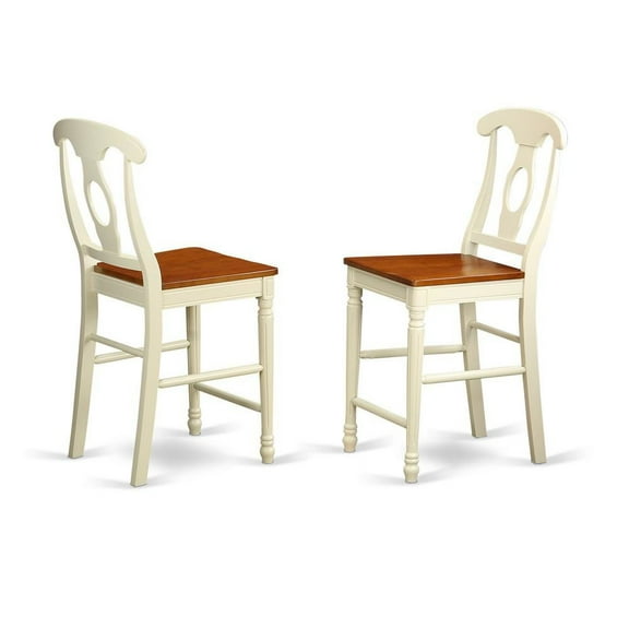 FurniFact Elegant Wooden Counter Height Chairs with Backrest – Set of Two