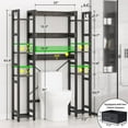 thumbnail image 5 of Over The Toilet Storage with 2 Drawers - iSunirm 11 Tier Bathroom Organizer Freestanding Space Saver Storage Rack with Adjustable Shelf & 4 Hooks for Restroom, Laundry, Black Oak, 5 of 8