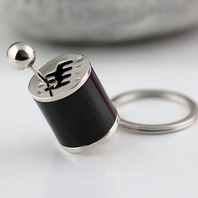 Auto Part Model Gear Box Keychain Six-speed Manual Transmission Shift Lever Keyring Key Chain Ring Keyrings Keyfob (Black)