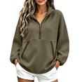 thumbnail image 3 of Zynoxe Women's Pullover Sweatshirt Classic Stand Collar Half Zip Sweatshirt for Women Relaxed Drop Shoulder Long Sleeve Sweatshirt Fashion Color Block Top with Pockets & Elastic Ribbed Cuffs S, 3 of 8