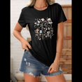 thumbnail image 3 of Camiseta Floral Vintage para Mujer, Estilo Bohemio, con Estampado de Flores Silvestres, Holgada, de Corta, Informal. Negro XXL, 3 of 4