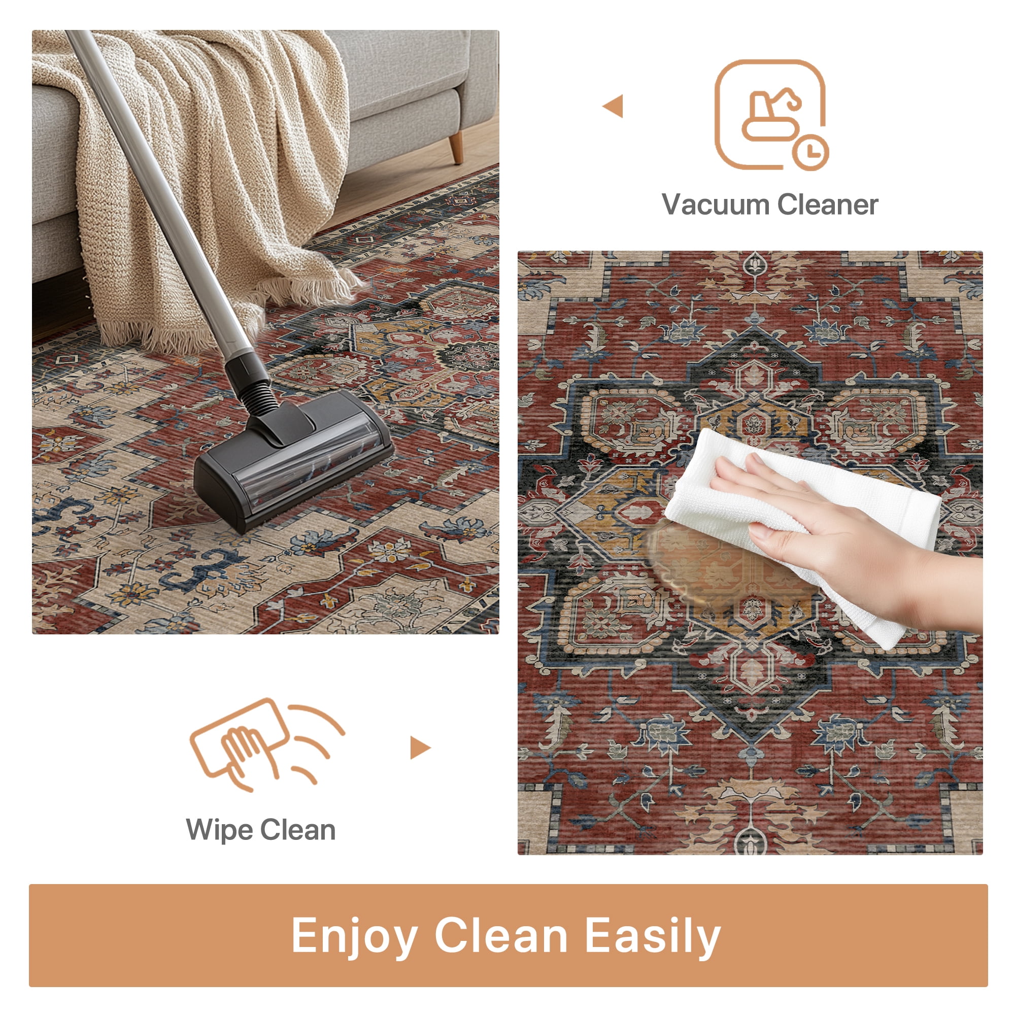 KUETH Kitchen Mats for Floor, Kitchen Rug with Anti Fatigue, Non Slip Washable Kitchen Rug, Set of 2 Kitchen Mat 17"x47"+17"x30", Runner Rug with Waterproof for Bathroon and Bedroom