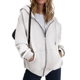 thumbnail image 1 of Sudadera con Capucha y Cremallera para Mujer, de Larga, Informal, con Capucha Crudo L, 1 of 8