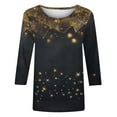 thumbnail image 5 of GA WEIHUA Clearance,3/4 Sleeve Tops for Women Trendy Crewneck Shirts Ladies Button Blouses Basic Graphic Sparkle Tees Loose Sequin Blouse Trendy Clothes(Black,Shirts L), 5 of 5