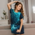 thumbnail image 3 of Fotbe Futuristic Jet Ski Adventure Pattern Women's Cotton Nightgown Sleepwear Short Sleeves Shirt Casual Print Sleepdress, 3 of 6