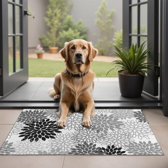 Bohemian Retro Floral Non-Slip Entryway Door Mat,Boho Indoor Decor Durable Low Plush Door Mat,Washable Welcome Rug for Patio Hallway Home Decor 20x32 Inches