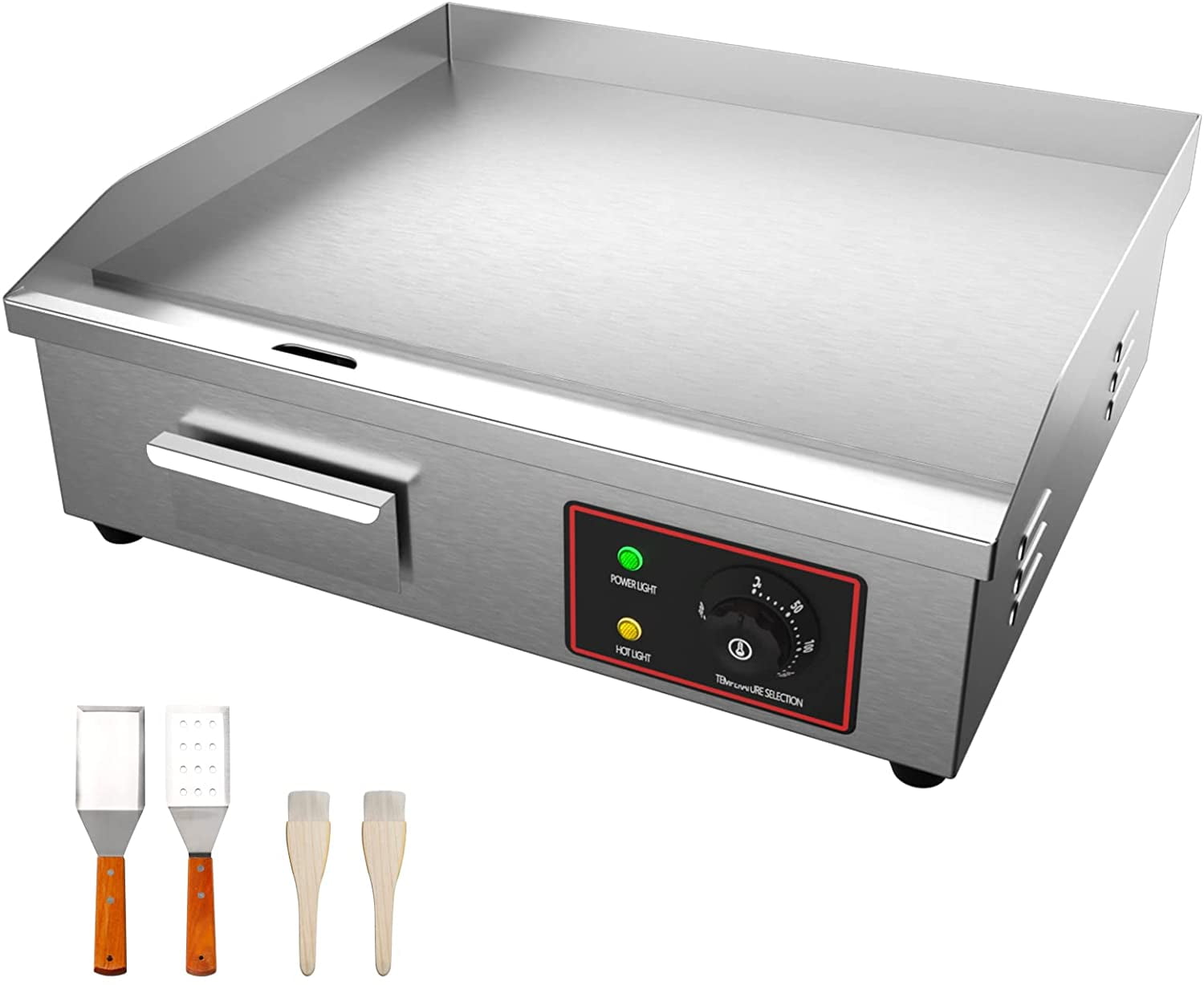 Docred 14" Electric Countertop Flat Top Griddle 110V 3000W NonStick