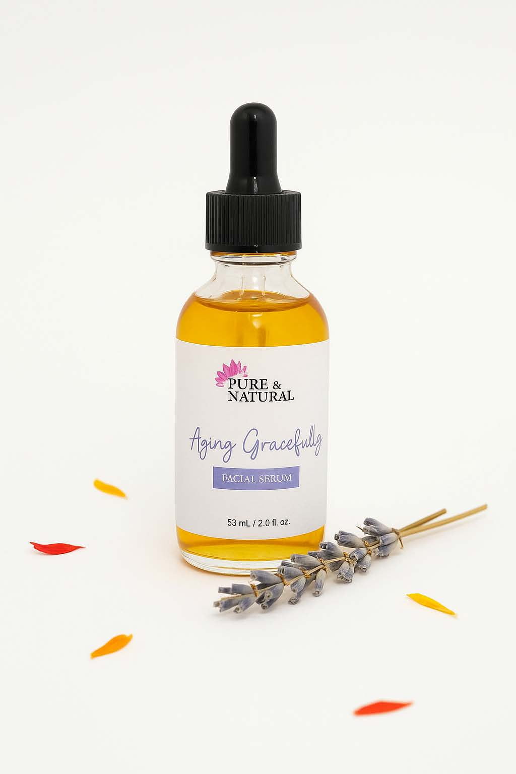 Pure & Natural Body Essentials Aging Gracefully Facial Oil, Hydrating Face Serum for Mature & Sensitive Skin, Lightweight Anti-Dryness, 1 fl oz