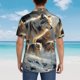 thumbnail image 4 of Balery Wolf Family Winter Wonderland Camisas hawaianas de manga corta para hombre, camisas playeras de corte holgado, camisas de vacaciones con botones,Large, 4 of 7