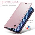 thumbnail image 4 of SaniMore for iPhone 15 Plus (6.7" 2023) Case, PU Leather Auto-magnet Full Protection Flip Kickstand Card & Cash Slots, Retro Shockproof Anti-fall Wallet Business Shell, Pink, 4 of 9