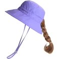 thumbnail image 1 of Chapeau de Jeu de Plage à Large Bord Chapeau de Soleil UV50+ Protection de Fille avec Trou de Queue de Cheval, 1 of 7