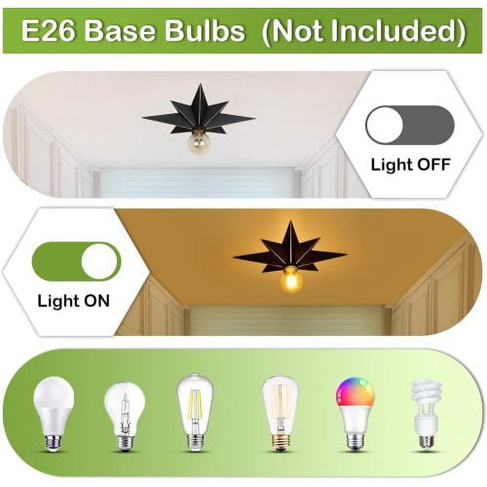 Modern Flush Mount Ceiling Light Fixture, Black Minimalist Flushmount Lamp Base with Clear Glass Shade(Bulbs Not Included), Easy Install for Hallway, Bedroom, Entryway